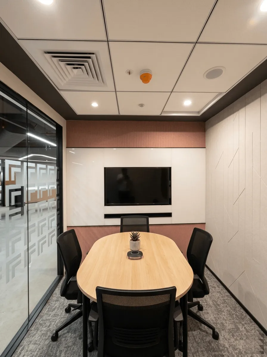 Meeting room with mixed groove pattern