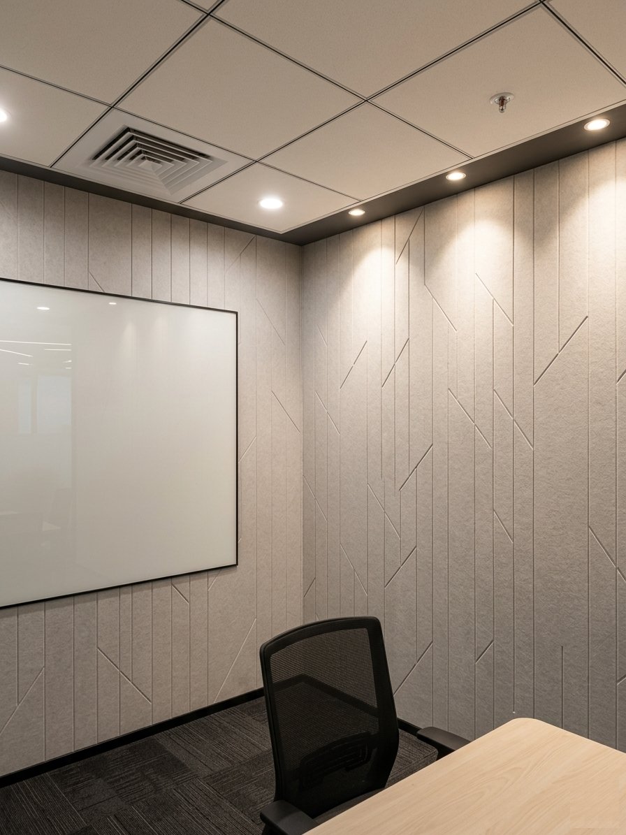 Focus room with patterned acoustic wall